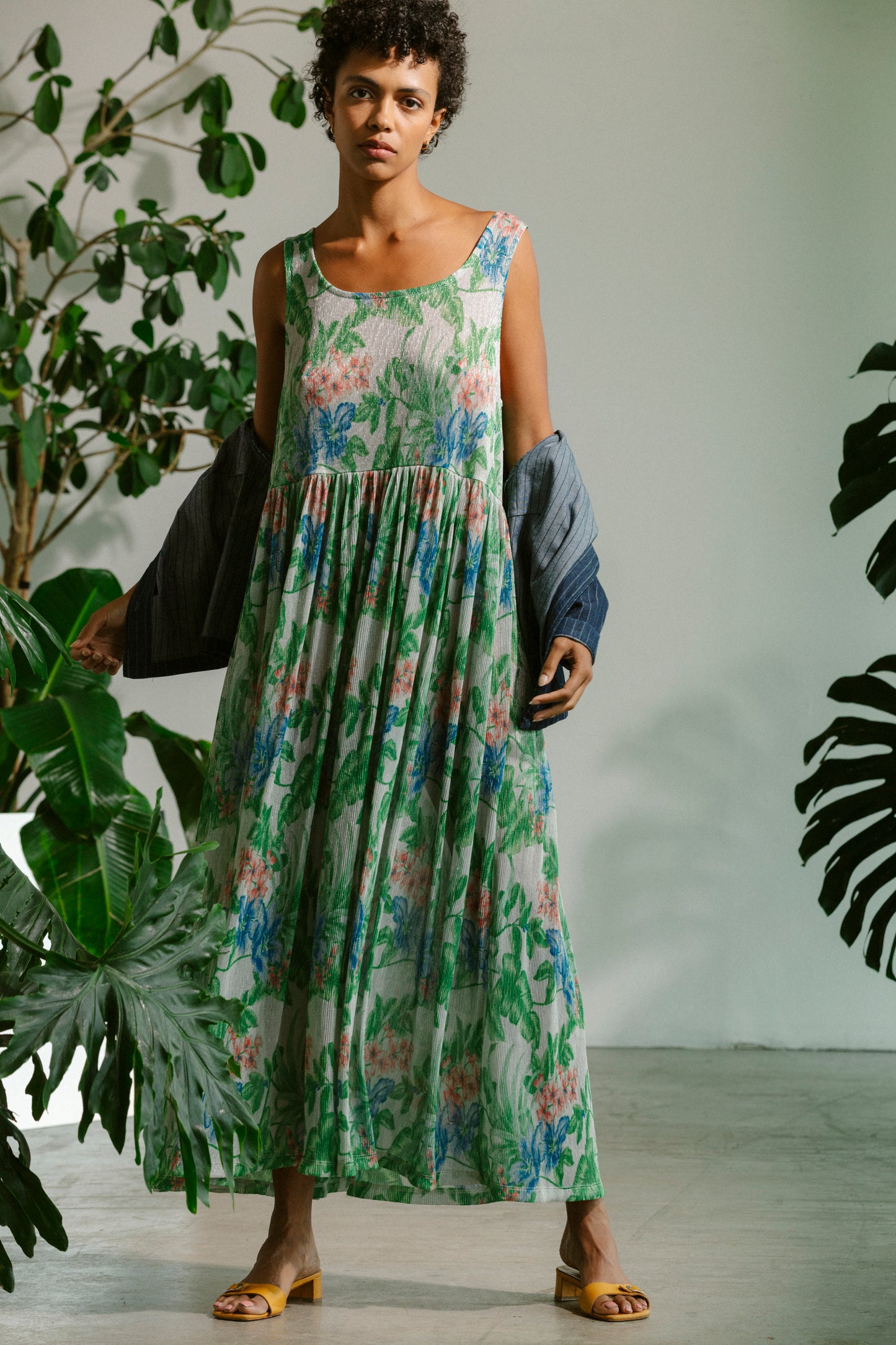 Basketball Dress - Metallic Floral Pleat