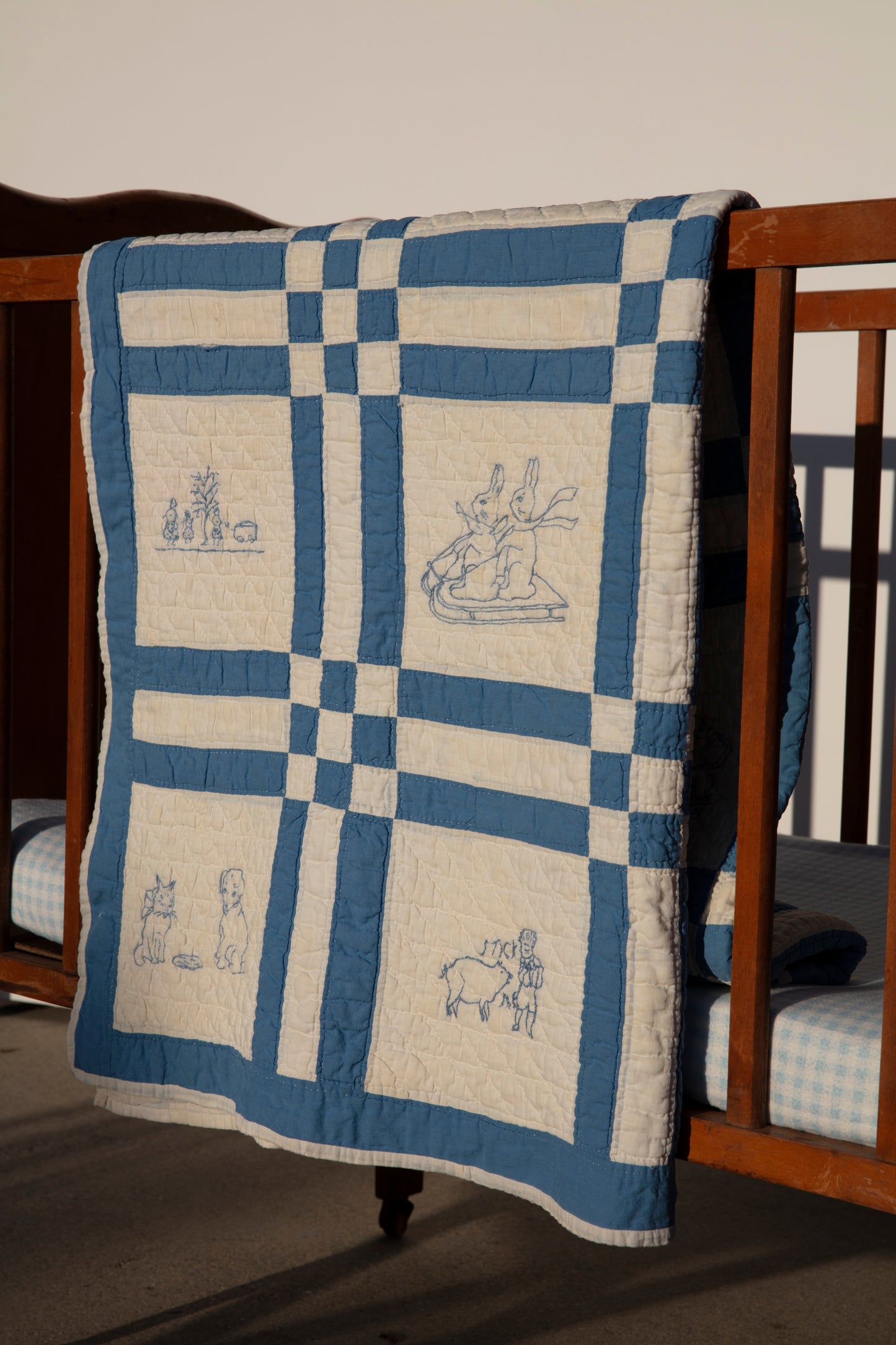 Vintage Baby Quilt - Storybook Animals