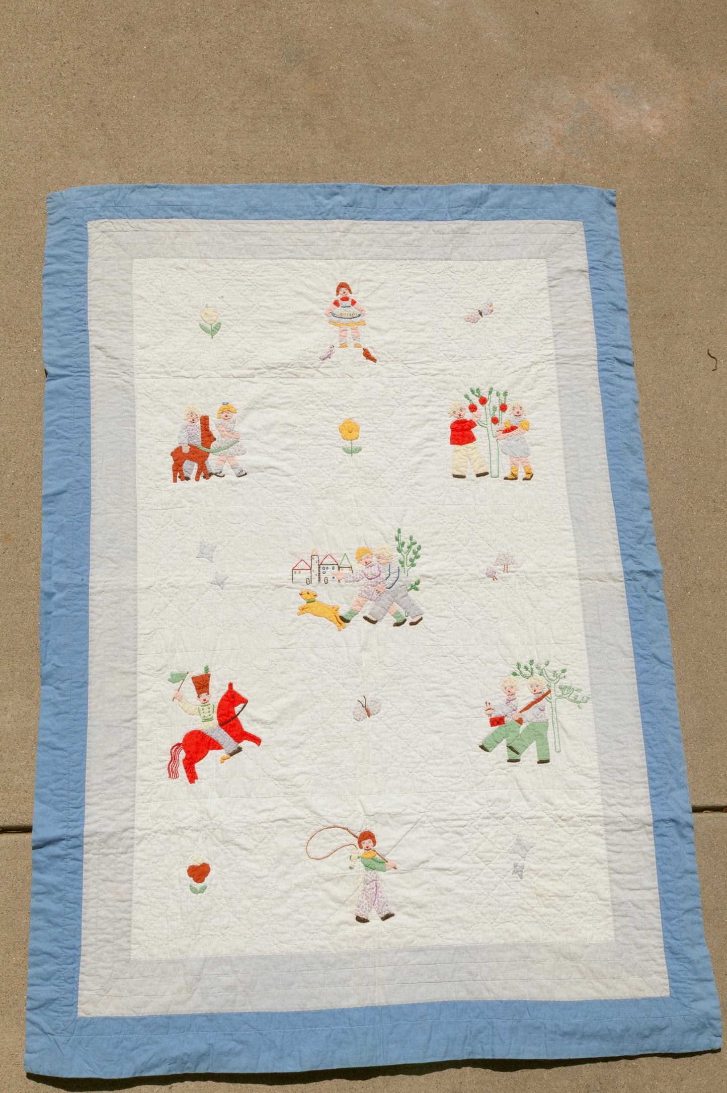 Vintage Baby Quilt - Children at Play