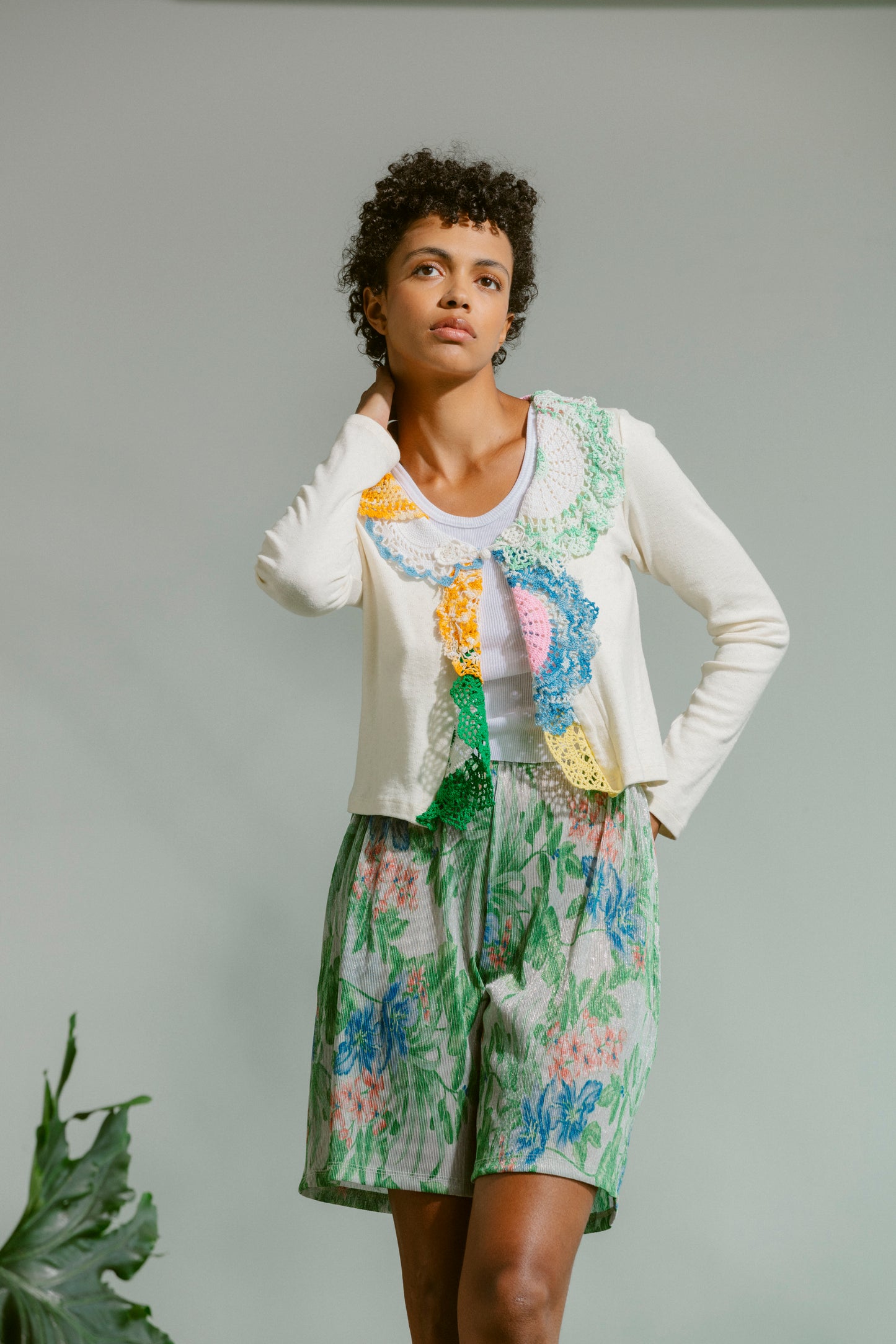 Basketball Shorts - Metallic Floral Pleat (Small)
