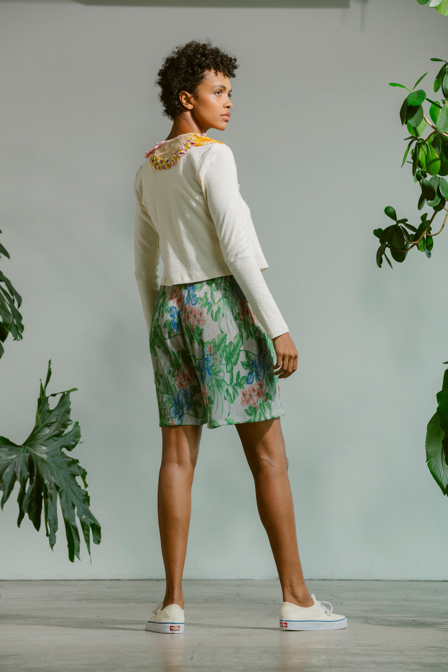 Basketball Shorts - Metallic Floral Pleat (Small)