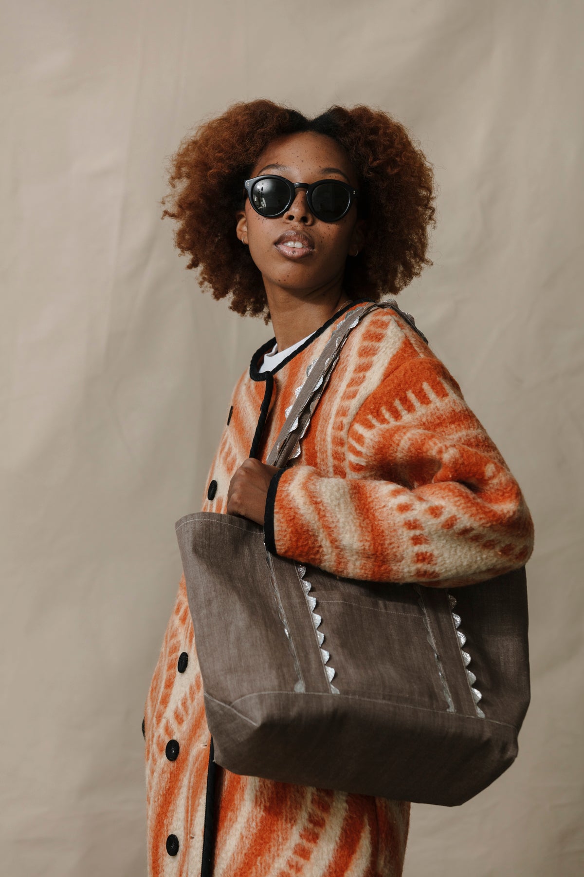 Medium Tote - Silver Rickrack