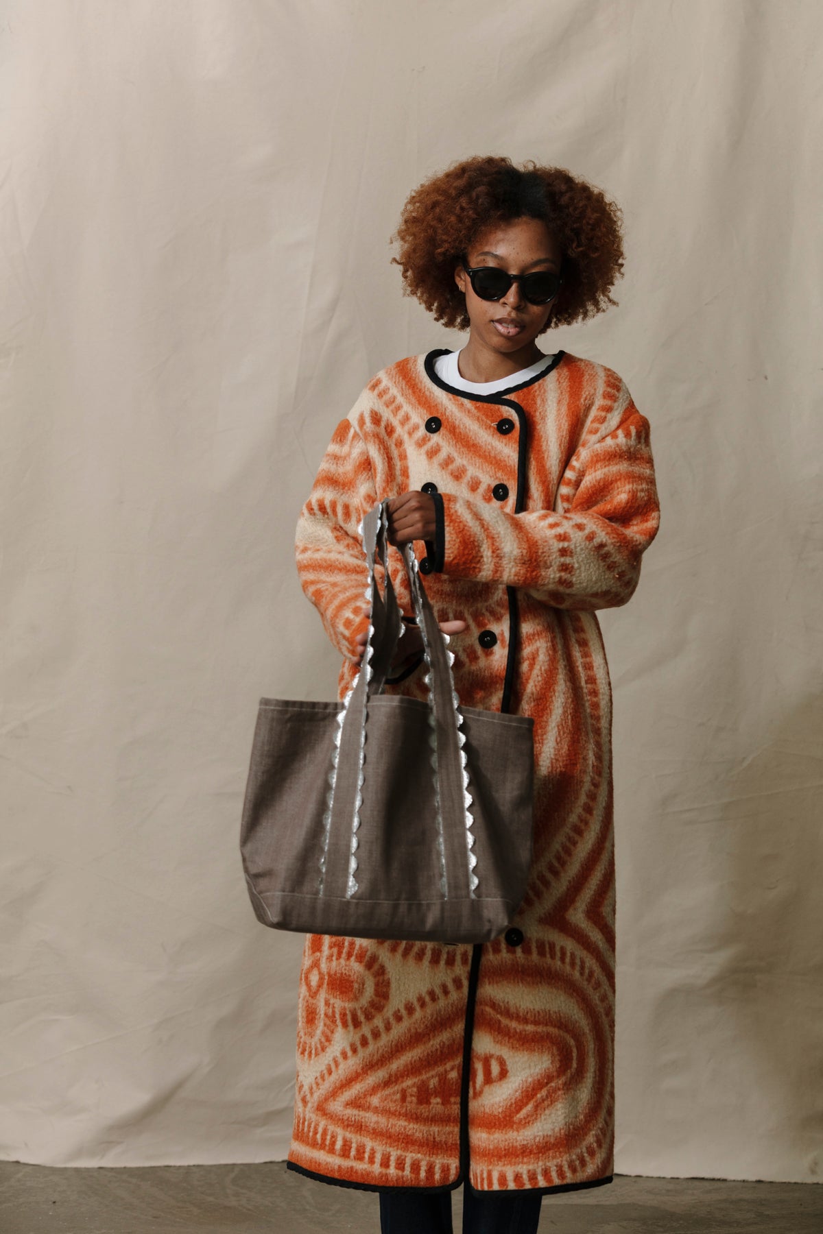 Medium Tote - Silver Rickrack
