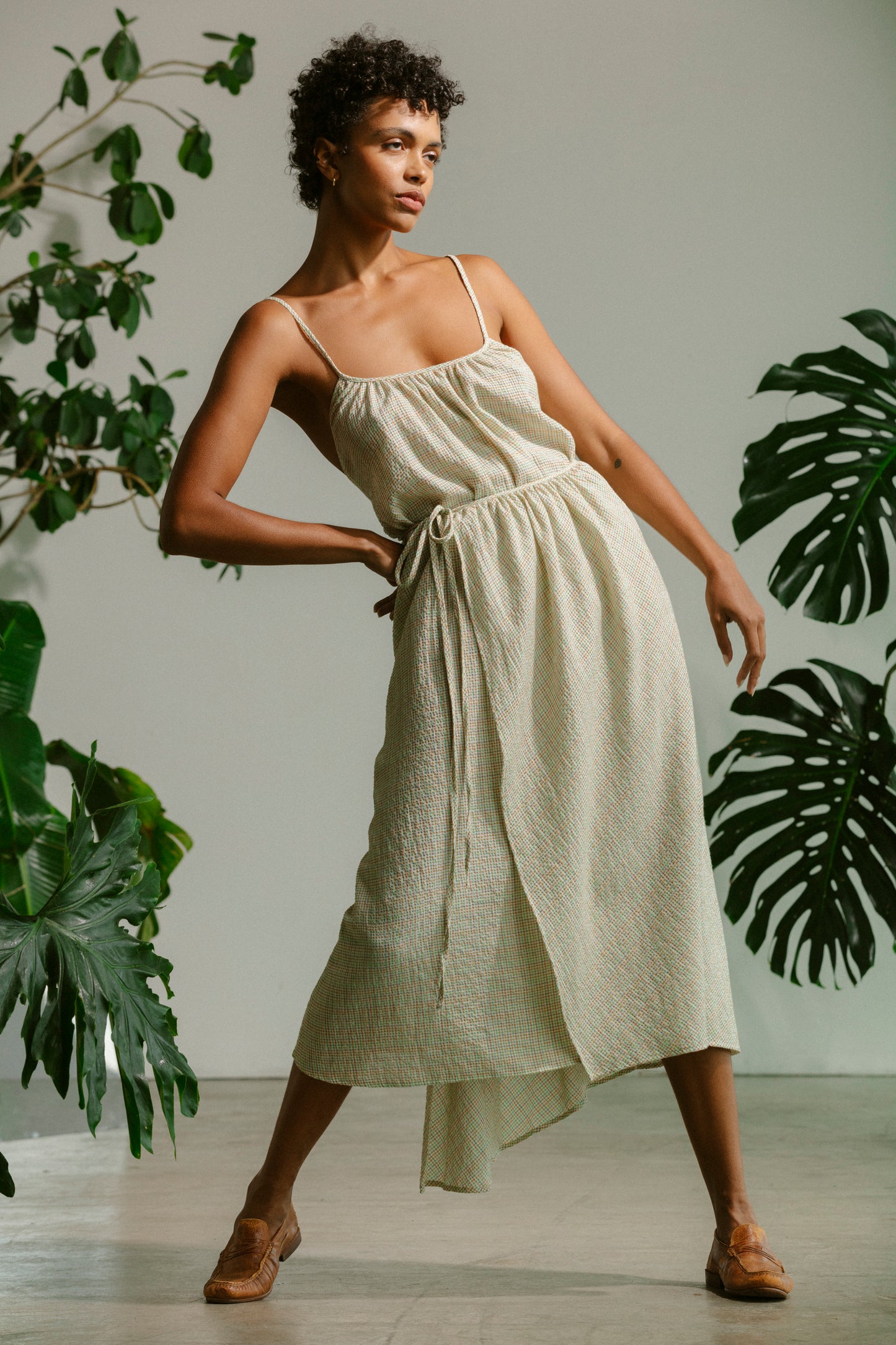 Claire Wrap Dress - Pale Plaid