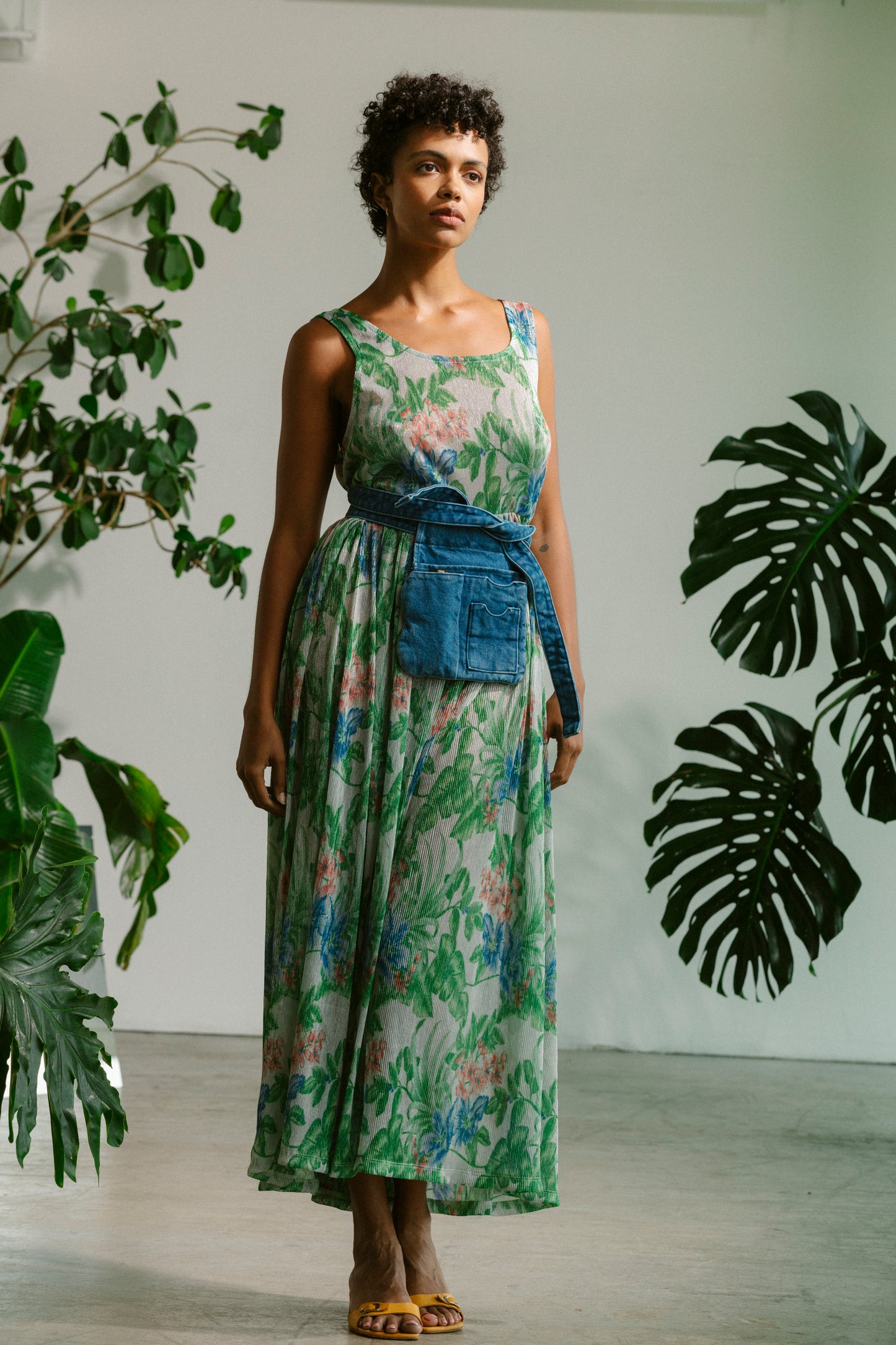 Basketball Dress - Metallic Floral Pleat