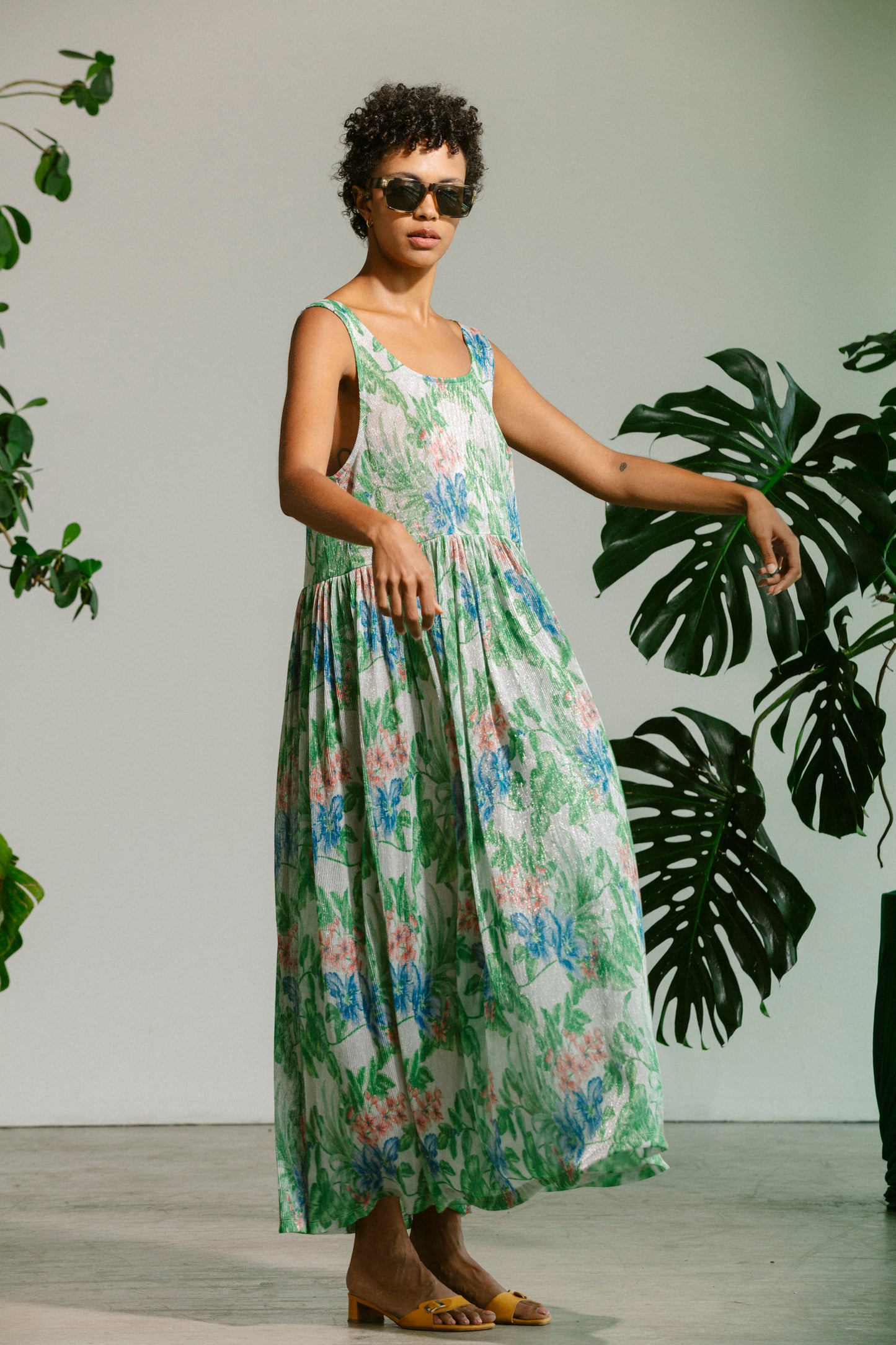 Basketball Dress - Metallic Floral Pleat