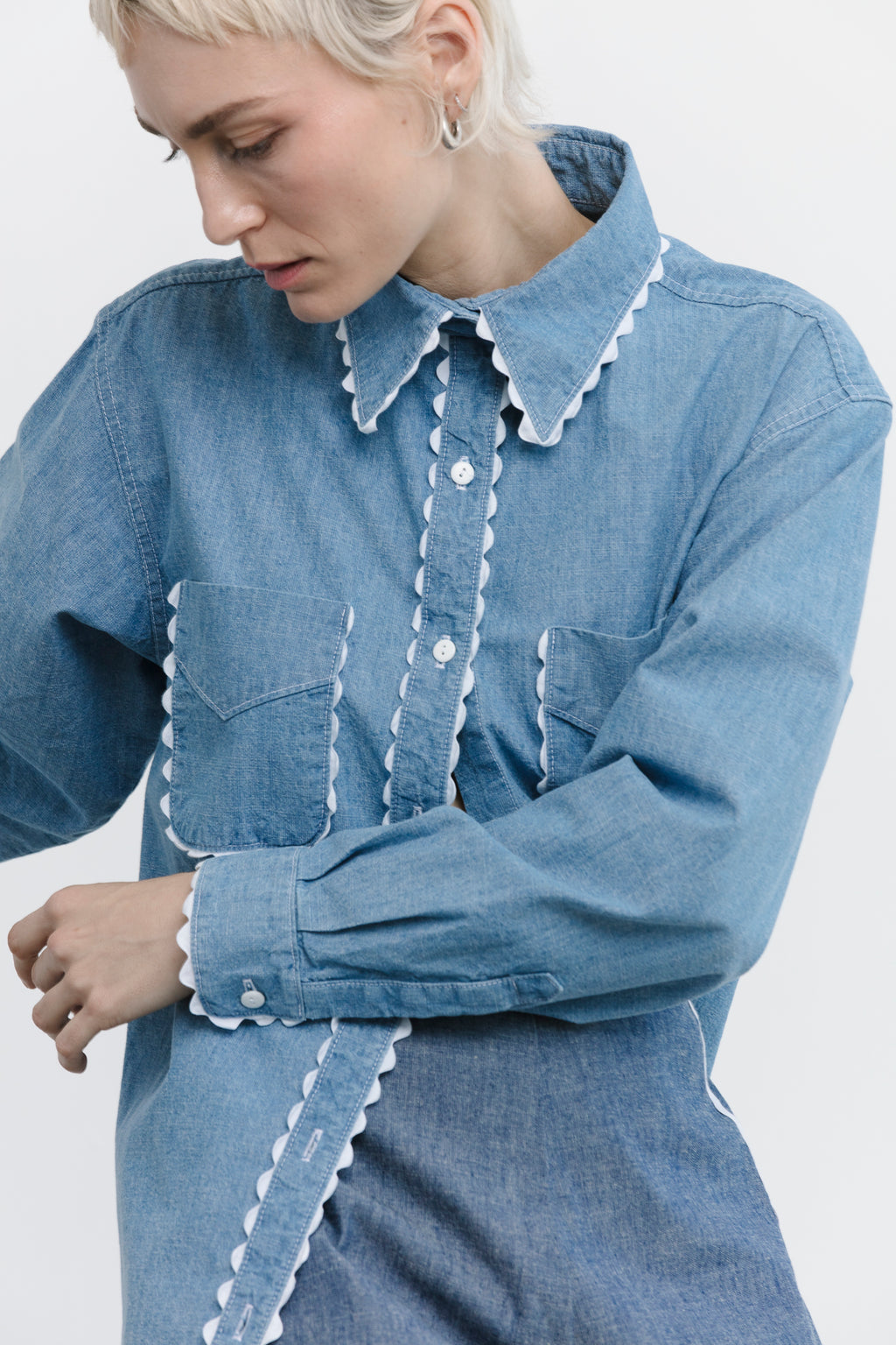 PREORDER Rickrack Perfect Shirt - Medium Wash Chambray