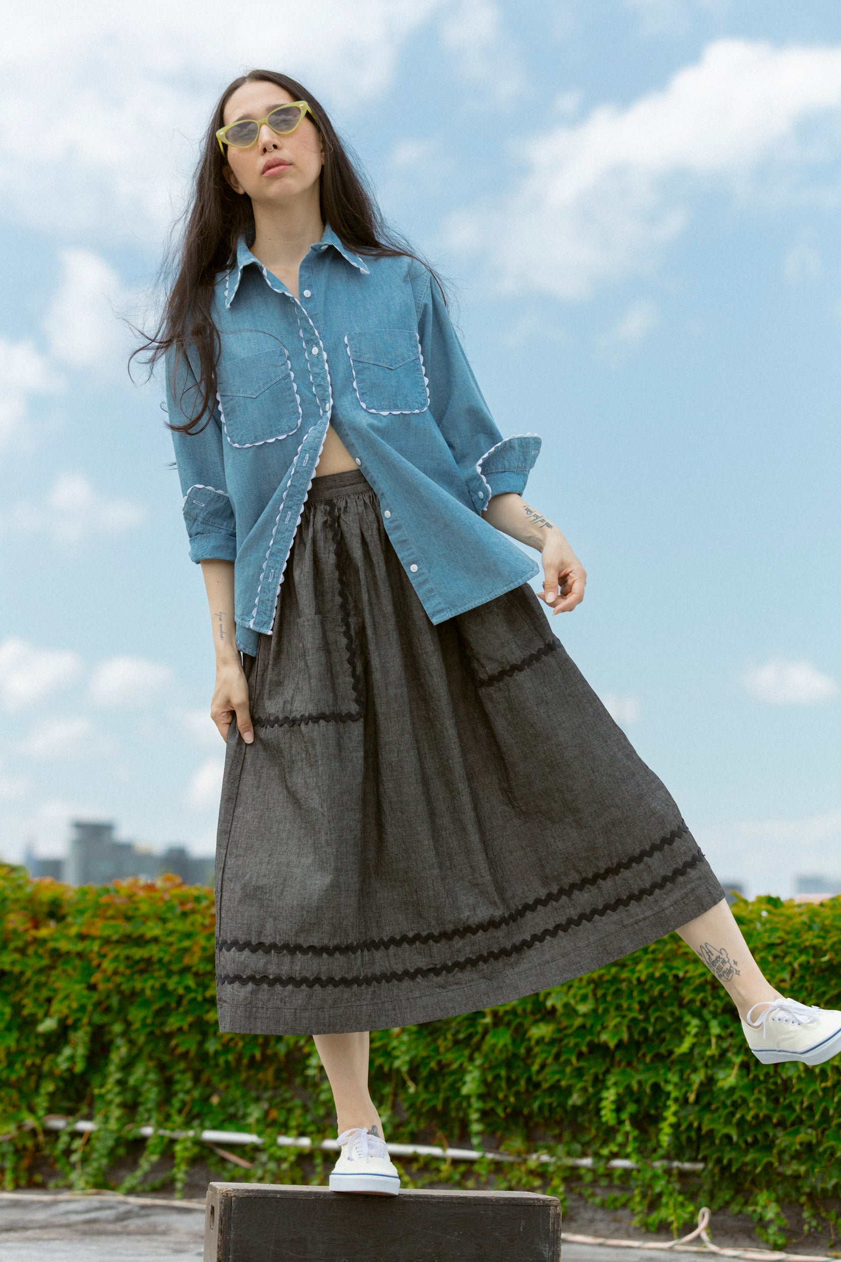 PREORDER Rickrack Perfect Shirt - Medium Wash Chambray