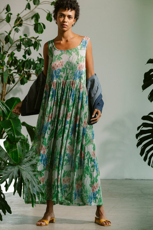 Basketball Dress - Metallic Floral Pleat