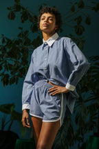 White Collar Chambray Shirt - Medium Wash Chambray