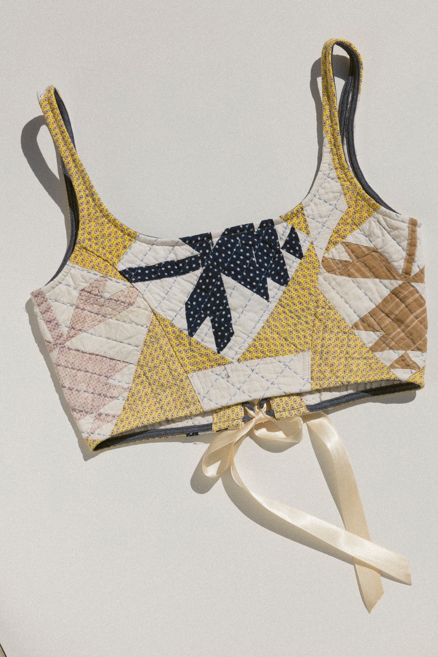 Quilt Corset - Yellow & Blue (Medium)