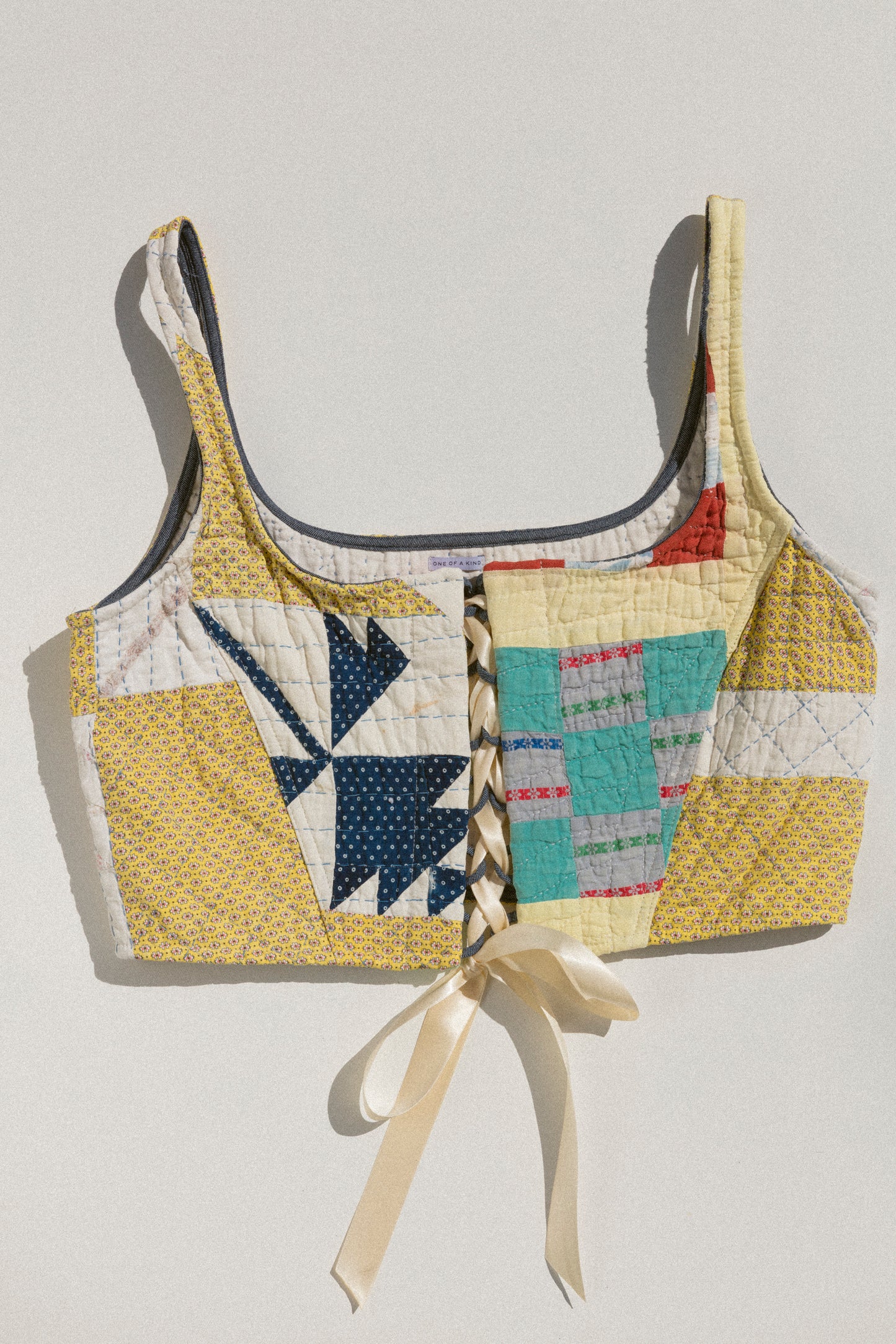 Quilt Corset - Yellow & Blue (XLarge)