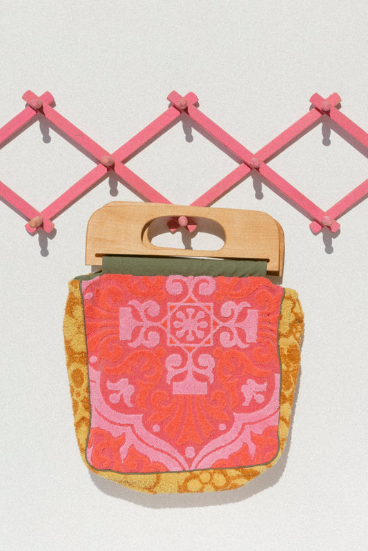 Towel Handbag - Cherry & Gold