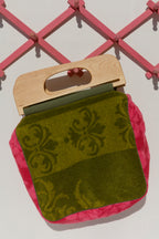 Towel Handbag - Pink & Forest Green