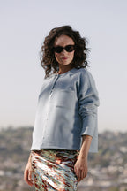 Drop Shoulder Cardigan - Sky
