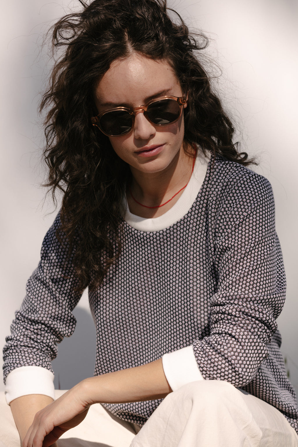 Cuffed Long Sleeve - Dot Jacquard