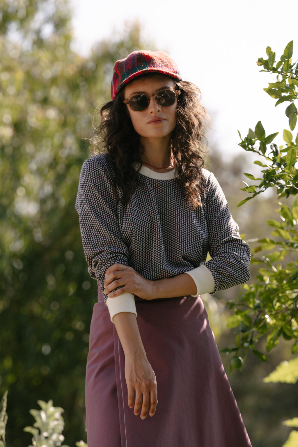 Cuffed Long Sleeve - Dot Jacquard