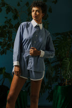 Tess Track Shorts - Medium Wash Chambray