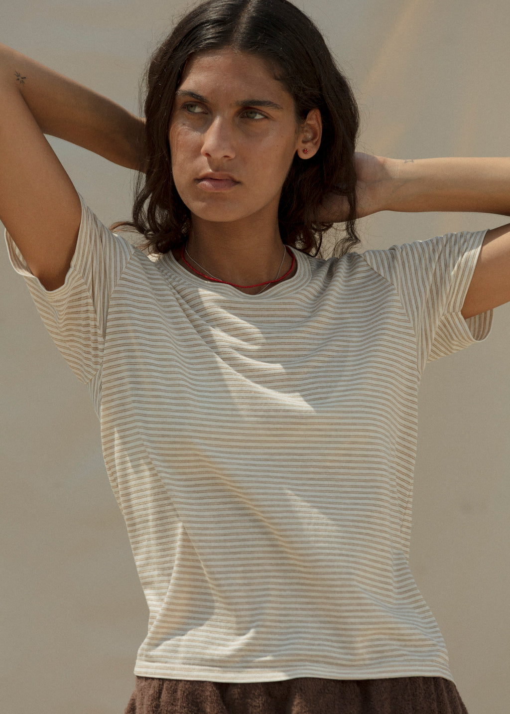 Perfect Little Short Sleeve Shirt - Sungold Stripe