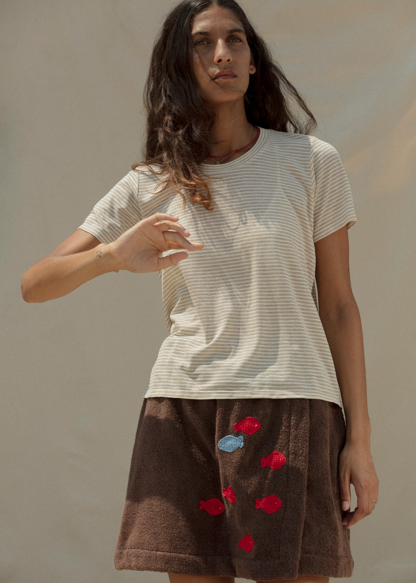 Perfect Little Short Sleeve Shirt - Sungold Stripe