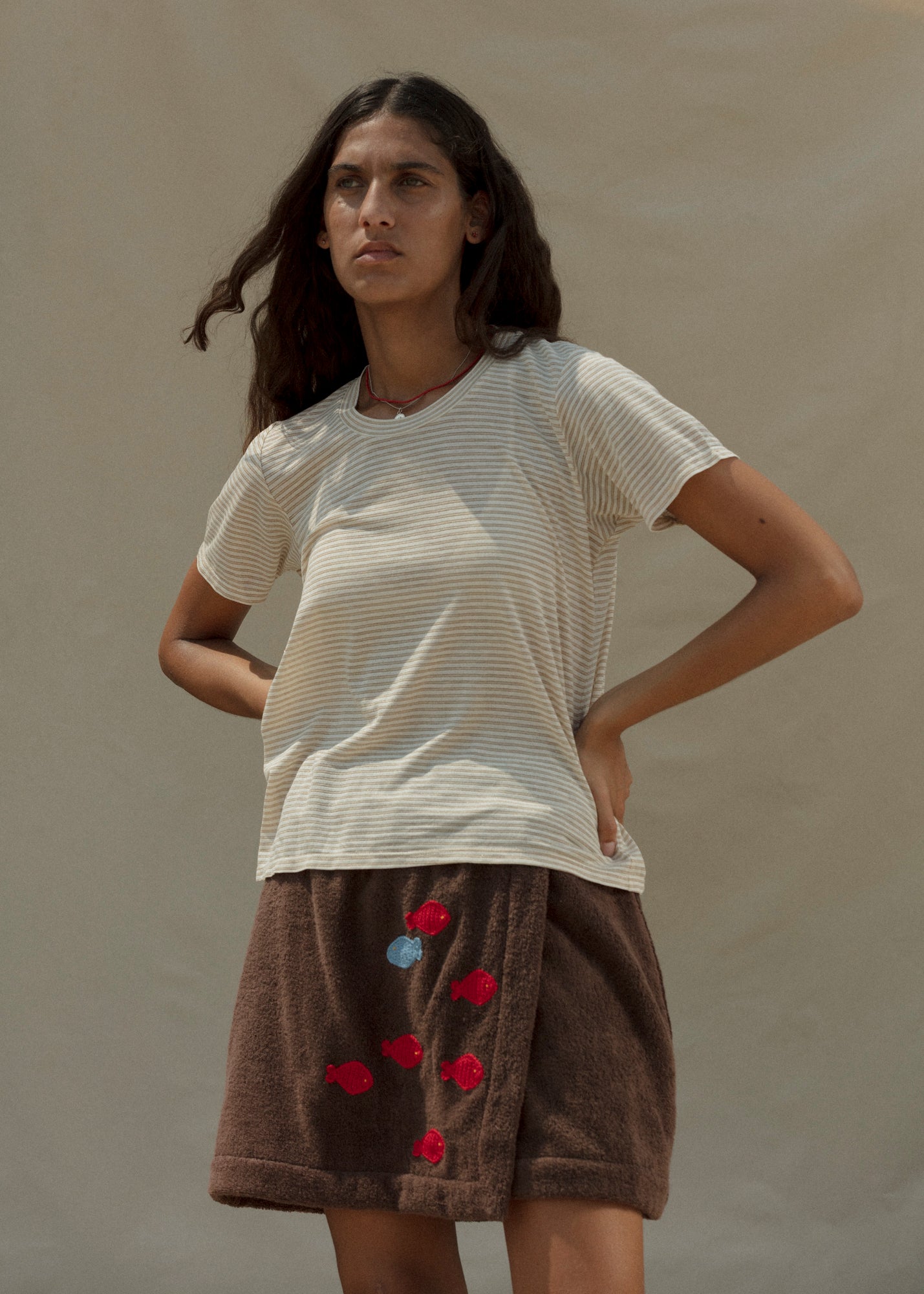 Perfect Little Short Sleeve Shirt - Sungold Stripe