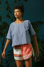 Scallop Shirt - Medium Wash Chambray