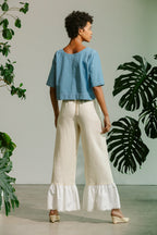 Scallop Shirt - Medium Wash Chambray