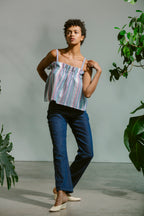 Ruffle Tank - Linen Multi Stripe