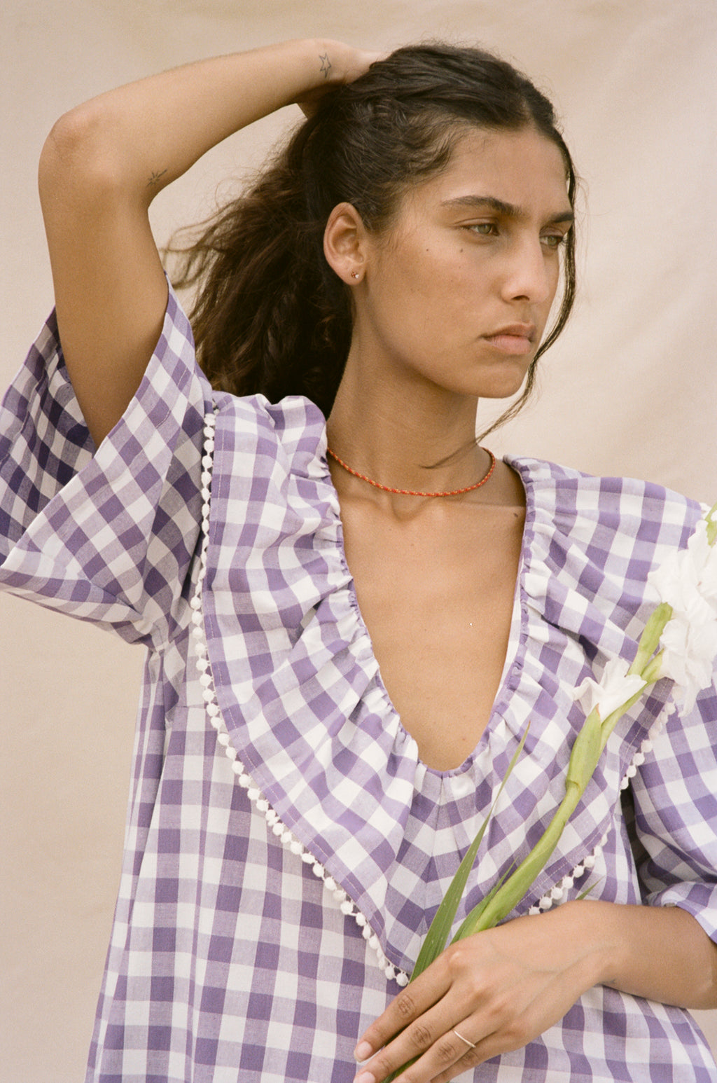 gingham dress purple Active Zip Dress