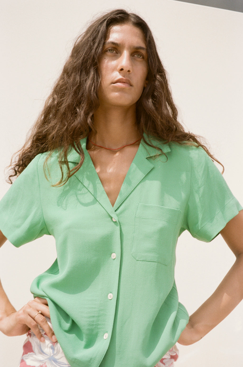 Nancy Button-Waist Shirt - Green