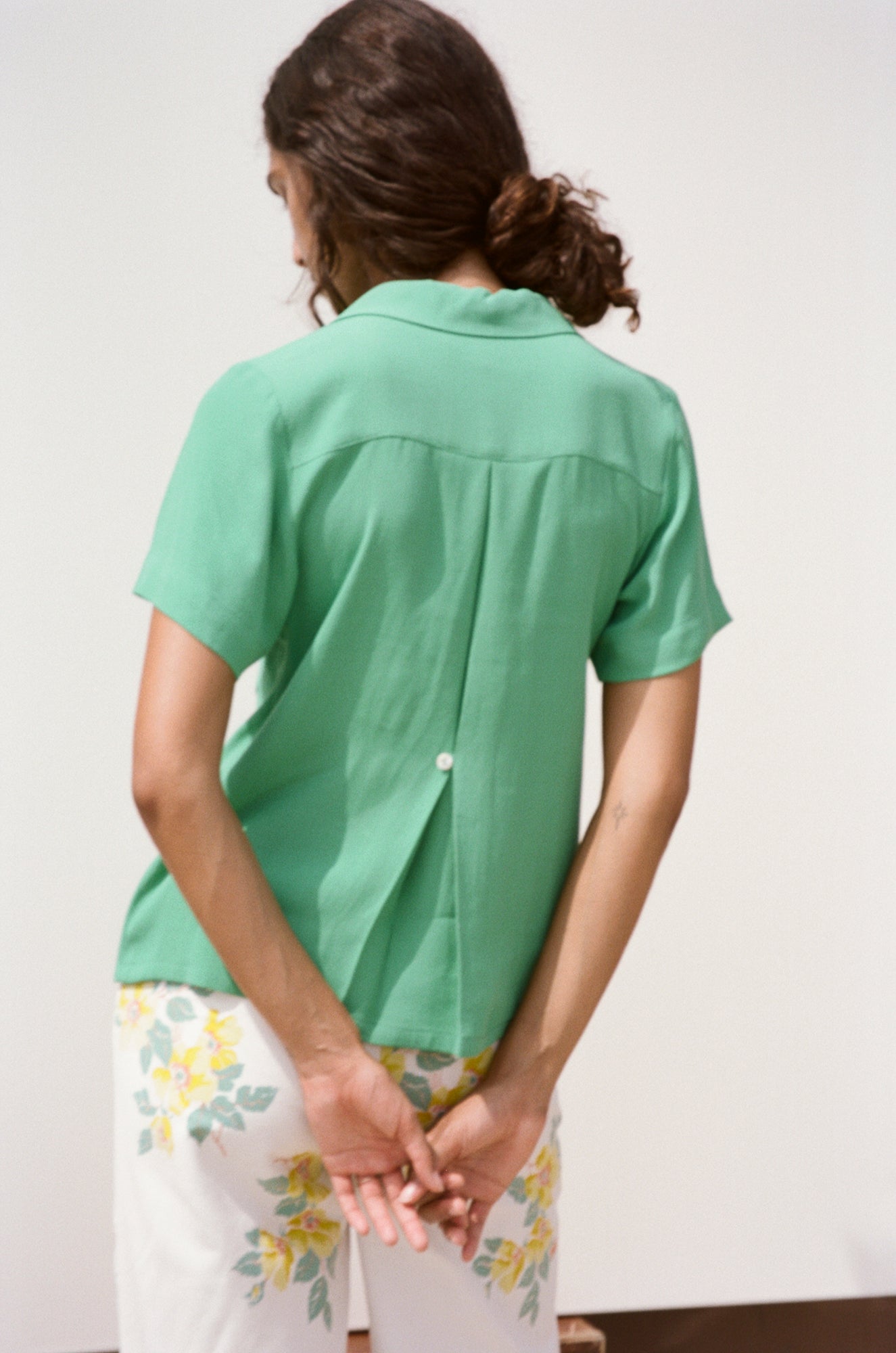 Nancy Button-Waist Shirt - Green