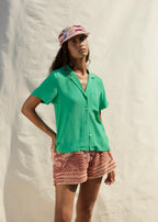 Nancy Button-Waist Shirt - Green
