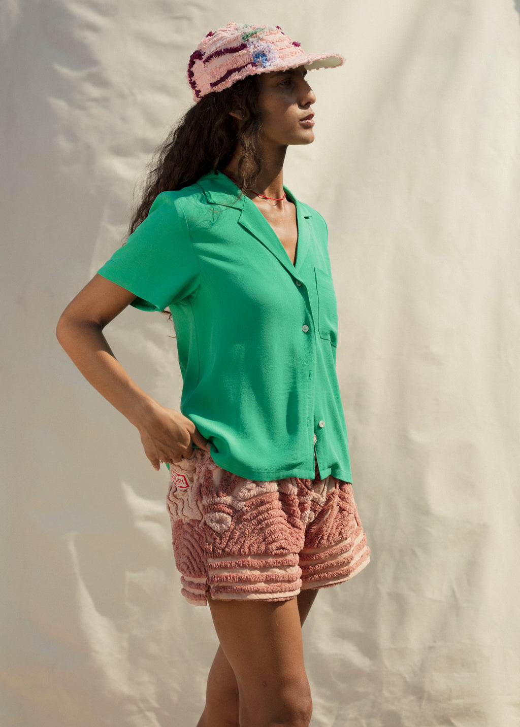 Nancy Button-Waist Shirt - Green
