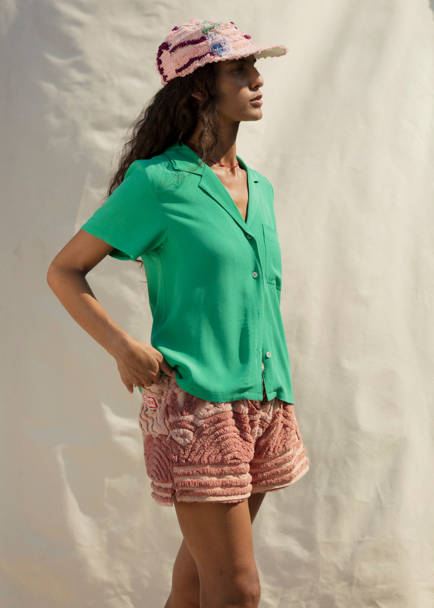 Nancy Button-Waist Shirt - Green