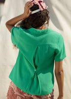 Nancy Button-Waist Shirt - Green