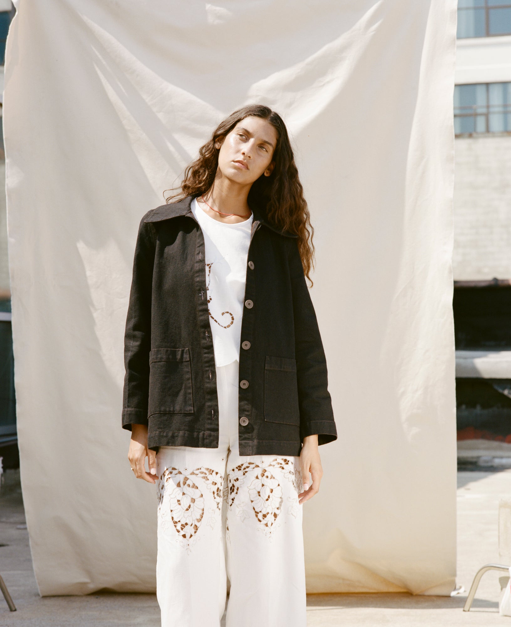 Scout Tie-Back Pant - Ivory Cutwork (S #3)