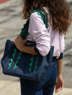Medium Tote - Green Scallop