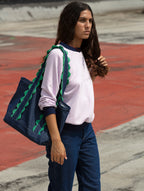 Medium Tote - Green Scallop