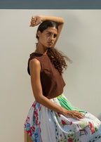 Zoe Sleeveless Shell - Brown Eyelet