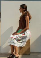 Zoe Sleeveless Shell - Brown Eyelet