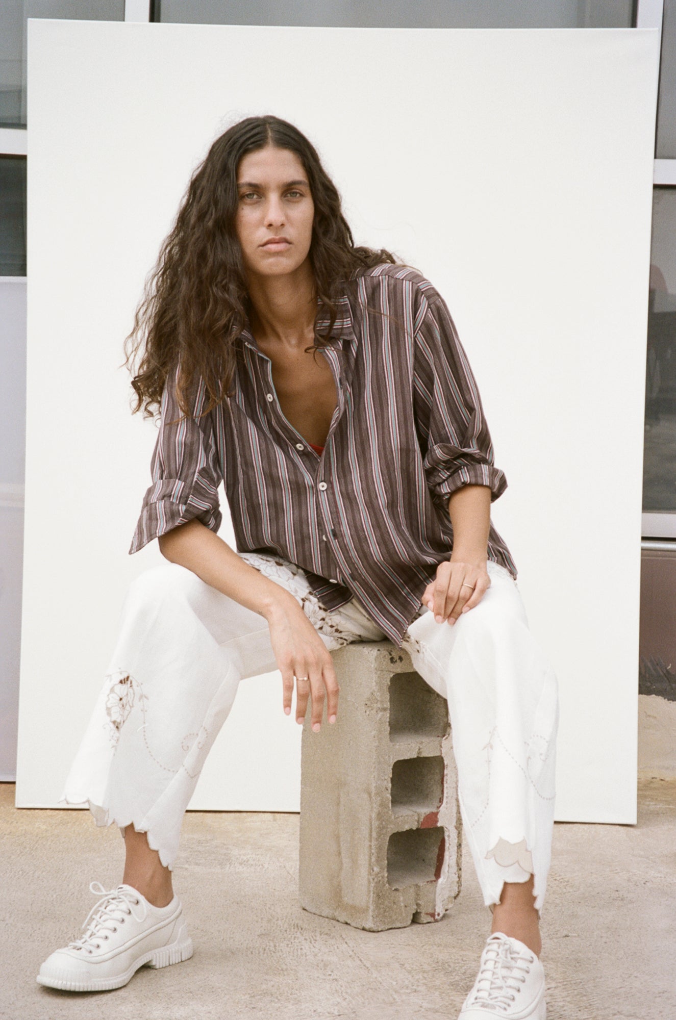 Scout Tie-Back Pant - Ivory Cutwork (S #3)