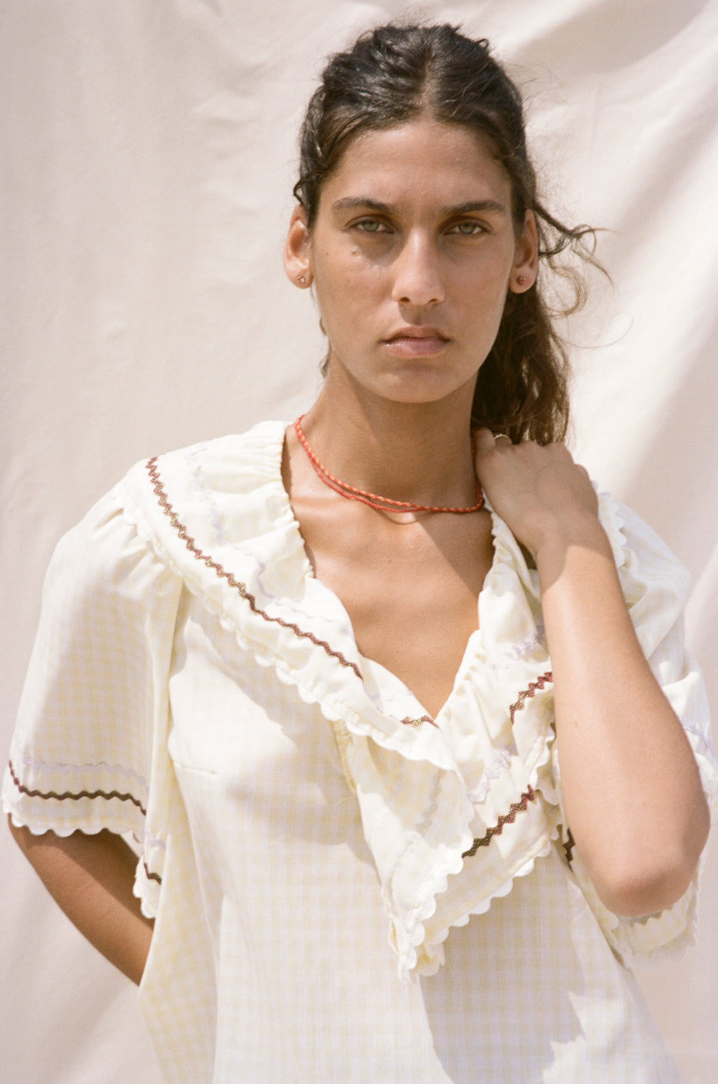 Ruffle Blouse - Butter Gingham