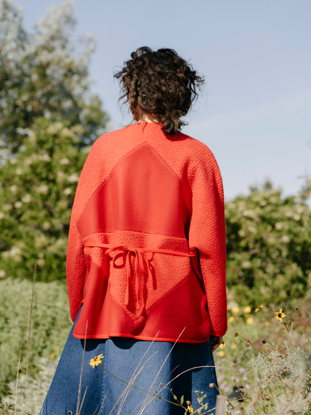 Patchwork Wrap Jacket - Red