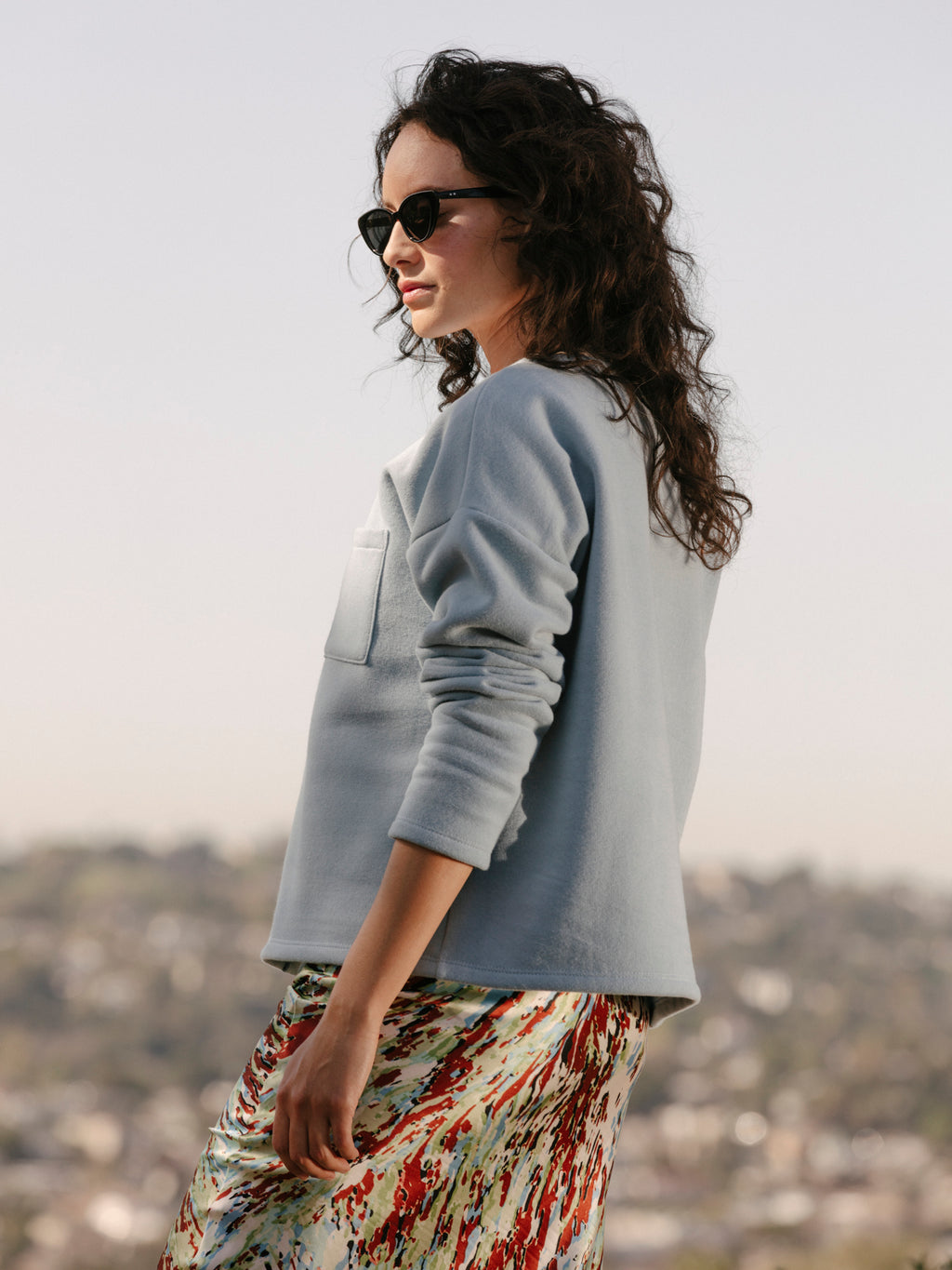 Drop Shoulder Cardigan - Sky