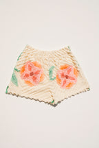 Chenille Field Shorts - Pink Flower (L)