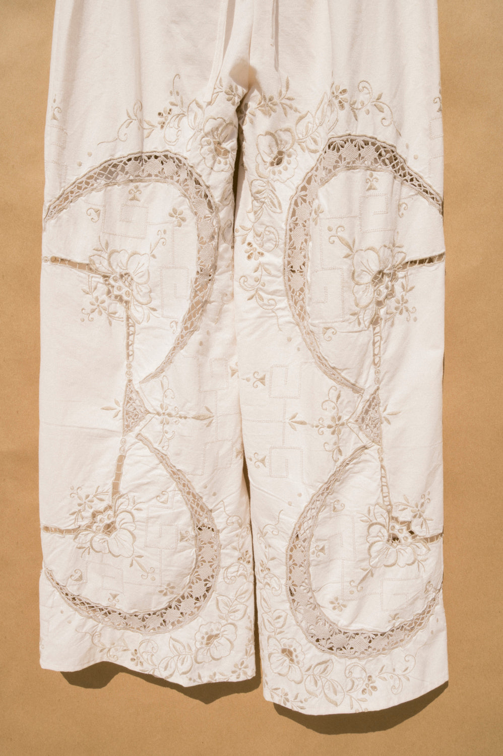 Scout Tie-Back Pant - Ivory Cutwork (S #1)