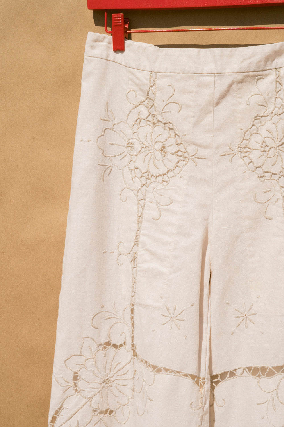 Scout Tie-Back Pant - Ivory Cutwork (S #2)
