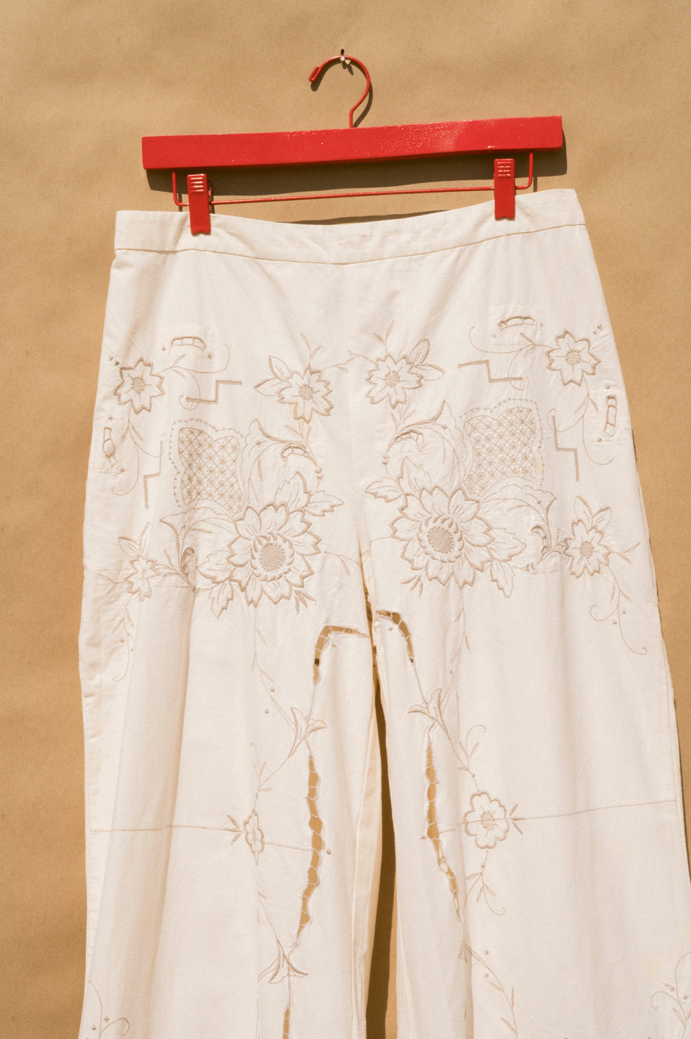 Scout Tie-Back Pant - Ivory Cutwork (L)