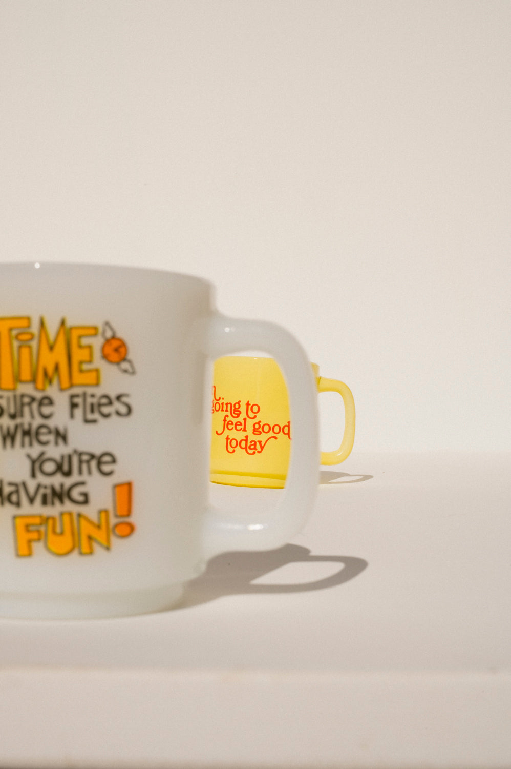 Time Flies Milk Glass Mug