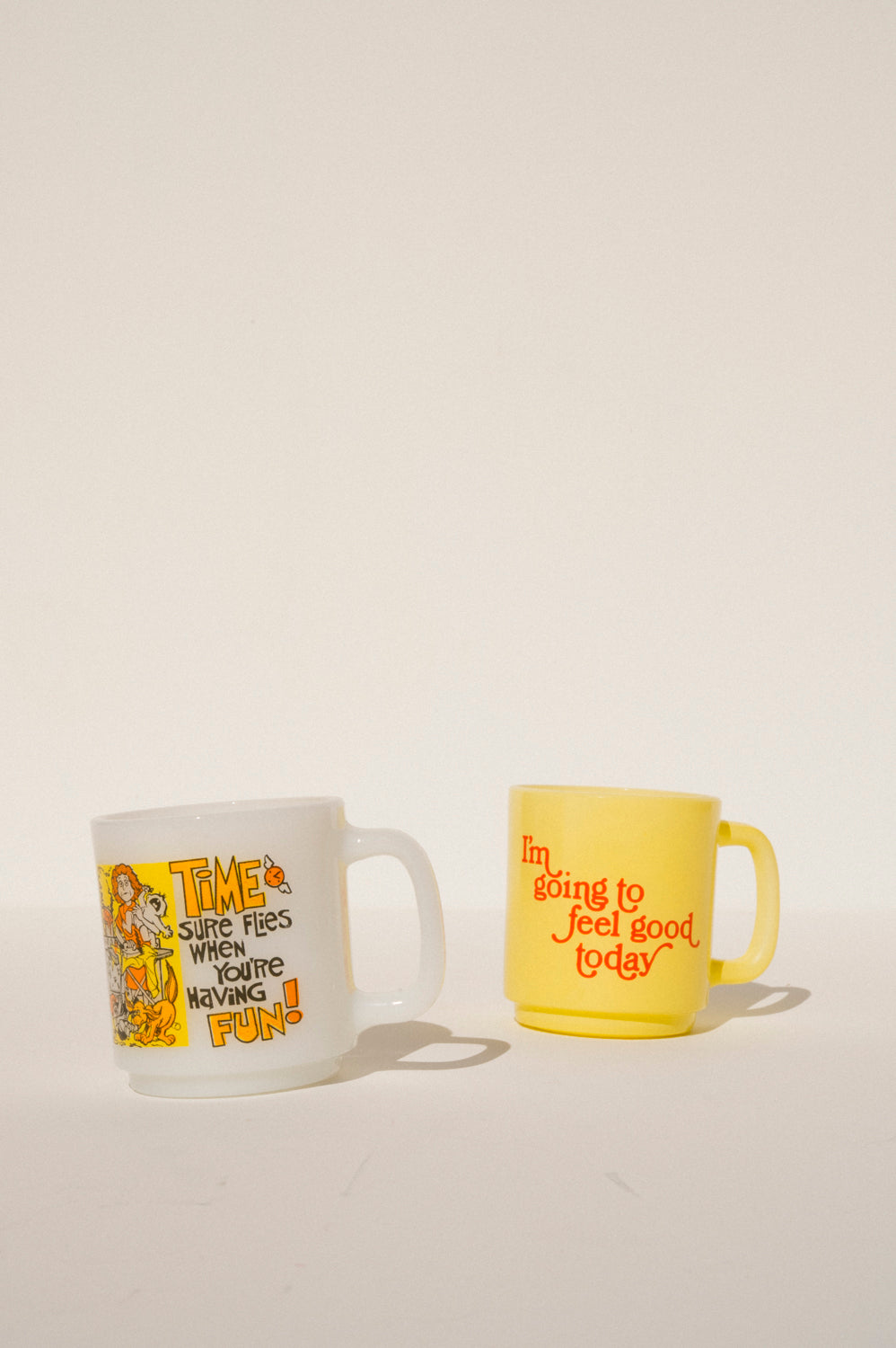 Time Flies Milk Glass Mug